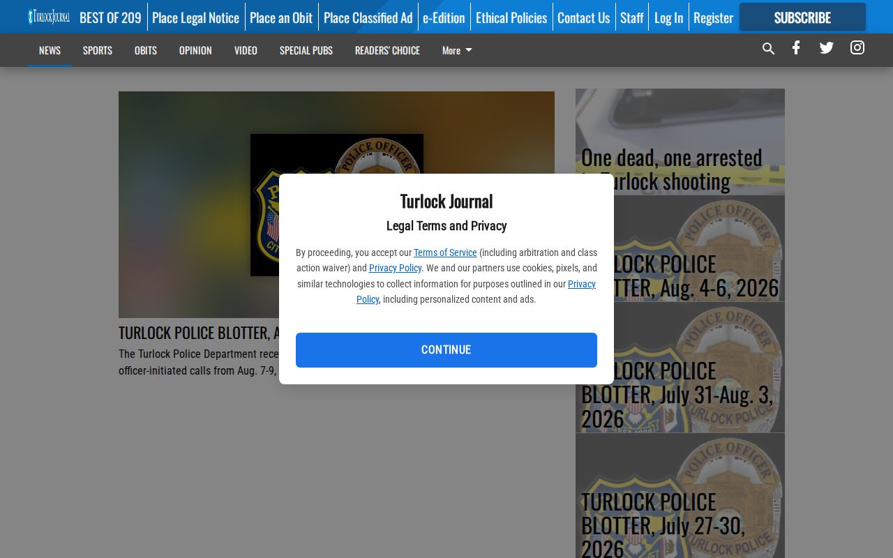 Turlock Journal Stanislaus County crime news section